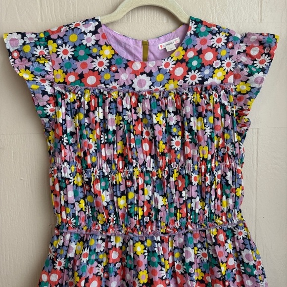 J. Crew Crewcuts Girls' Smocked-Waist Dress in Shimmer Floral - Picture 3 of 14